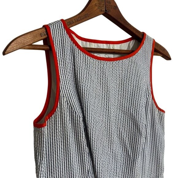 Jessica Simpson Striped Seersucker Sleeveless A Line Dress Gray White Red Size 2 - Picture 4 of 8